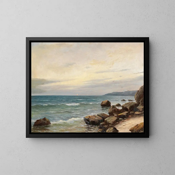 op de kust - Grigori Ivanovitch Kapustin — ingelijst kunstwerk aan de muur