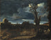 Landschapschilderij bij maanlicht - Guercino — weergave van het kunstwerk