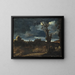 Landschapschilderij bij maanlicht - Guercino — ingelijst kunstwerk aan de muur