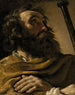 Sint-Alexis in een bruin sjaal die een stok vasthoudt - Guercino — weergave van het kunstwerk