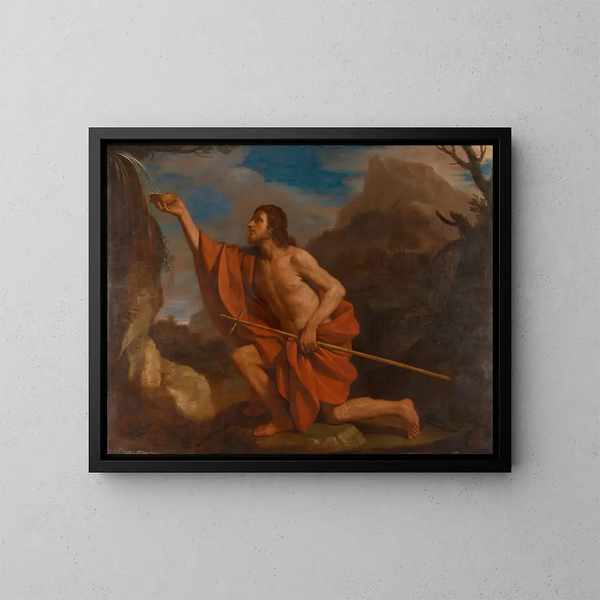 van Saint Jean-Baptiste dans le désert - Guercino — ingelijst kunstwerk aan de muur