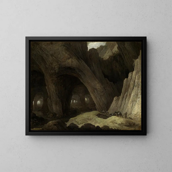 Grotte met muilezels - Guillam Dubois — ingelijst kunstwerk aan de muur