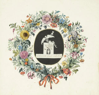 Guirlande de fleurs autour d'un extrait d'un monument funéraire - Gesina ter Borch