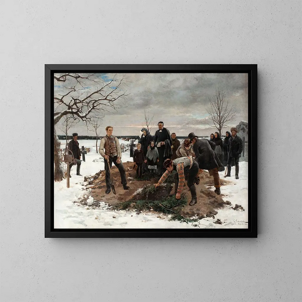 Een begrafenis in Alsike - Gustaf Cederström — ingelijst kunstwerk aan de muur