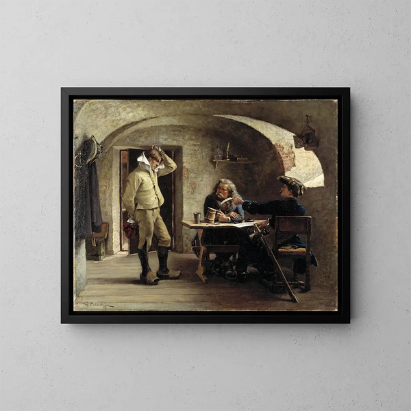 van Sergents recruteurs - Gustaf Cederström — ingelijst kunstwerk aan de muur