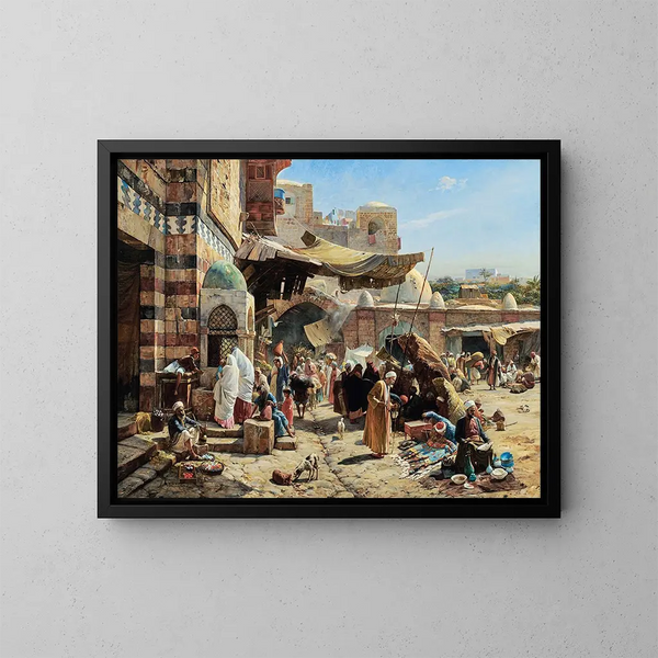 Markt in Jaffa - Gustav Bauernfeind — ingelijst kunstwerk aan de muur