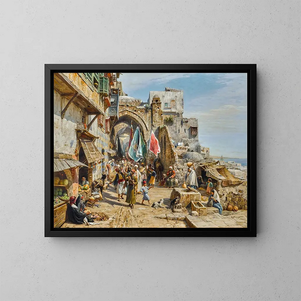 Processie in Jaffa - Gustav Bauernfeind — ingelijst kunstwerk aan de muur