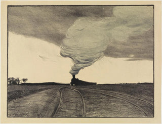 Gustav Kampmann - Eisenbahn am Abend.webp