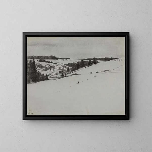 Landschap met sneeuw nabij Königsfeld - Gustav Kampmann — ingelijst kunstwerk aan de muur
