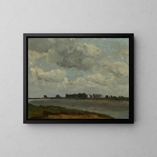 van Sur les rives de la Waal - Gustav Schönleber — ingelijst kunstwerk aan de muur