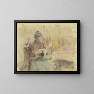 Gustav Schraegle - Knitting woman.webp