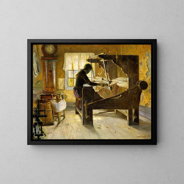 Van het weefgetouw - Gustav Wentzel — ingelijst kunstwerk aan de muur