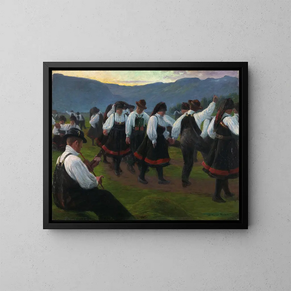 Dansen in Setesdal - Gustav Wentzel — ingelijst kunstwerk aan de muur