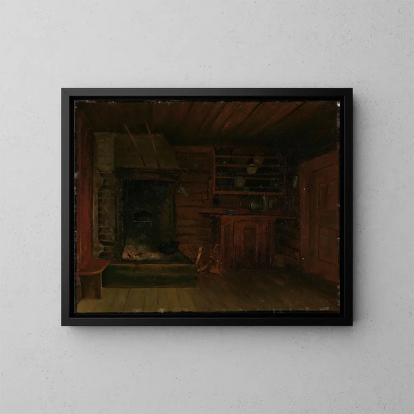Keuken schilderij met open haard - Gustav Wentzel — ingelijst kunstwerk aan de muur