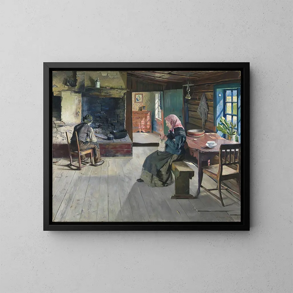 De gepensioneerde boeren - Gustav Wentzel — ingelijst kunstwerk aan de muur