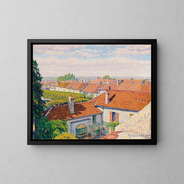 De rode daken - Gustave Cariot — ingelijst kunstwerk aan de muur