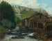Een molen in een rotsachtig landschap - Gustave Courbet — weergave van het kunstwerk