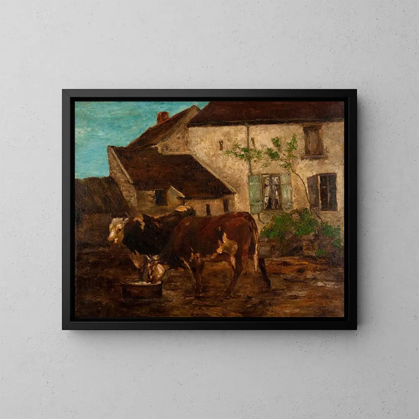 Aan de drinkbak - Gustave Courbet — ingelijst kunstwerk aan de muur