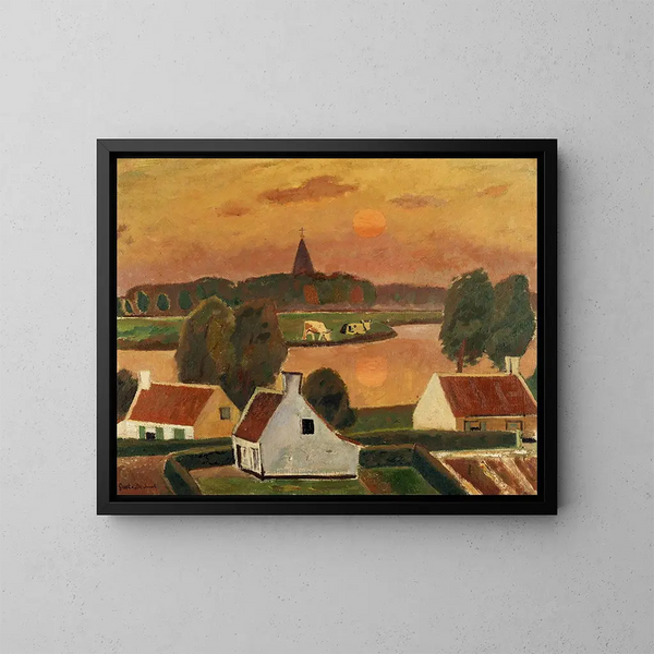 Uitzicht op dorp - Gustave De Smet — ingelijst kunstwerk aan de muur