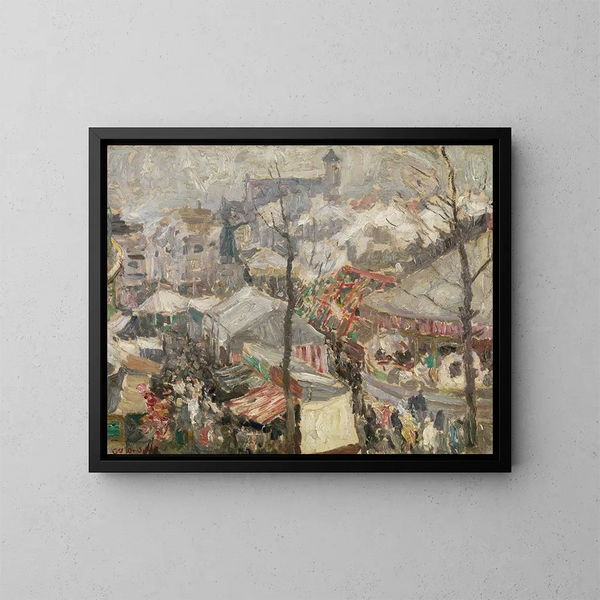 Vrijdagmarkt in Gent - Gustave De Smet — ingelijst kunstwerk aan de muur
