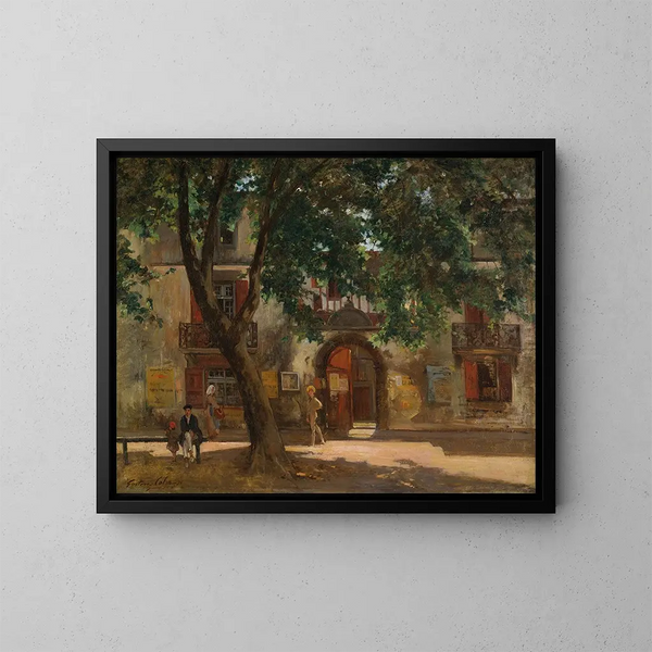 Middag in een Frans dorp - Gustave Henri Colin — ingelijst kunstwerk aan de muur