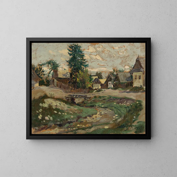 Een dorpje met een beek - Gustav Mahler — ingelijst kunstwerk aan de muur
