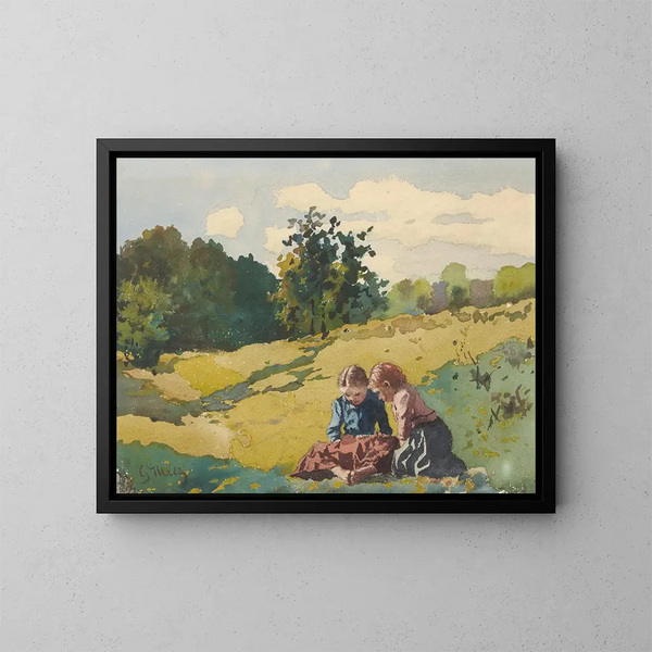 Kinderen in een weide - Gustav Mahler — ingelijst kunstwerk aan de muur