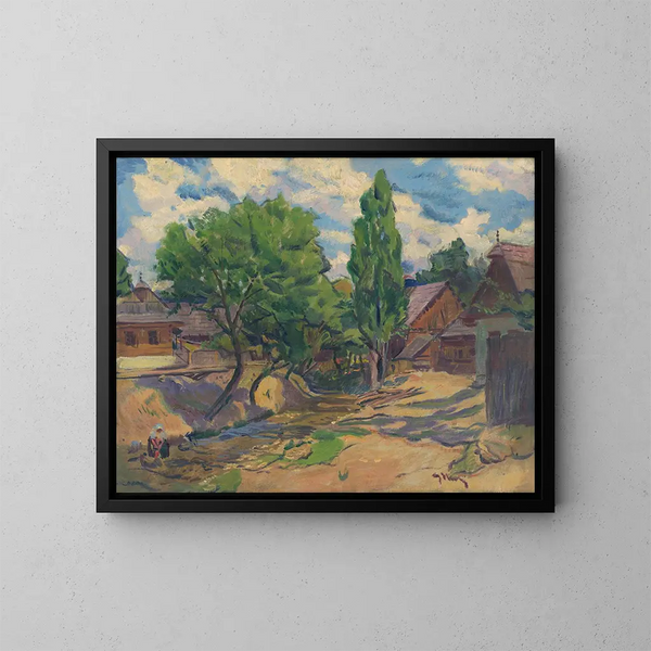 Landschap met huizen - Gustav Mahler — ingelijst kunstwerk aan de muur