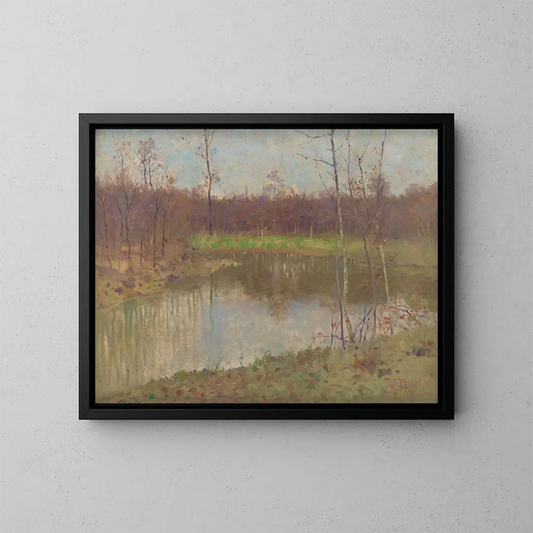 Landschap met een vijver met vissen - Gustav Mahler — ingelijst kunstwerk aan de muur