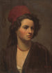 Portrait of a girl with a red scarf - Gyula Benczúr — artwork view