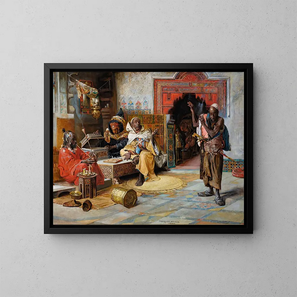 La partie de dames interrompue - Gyula Tornai — ingelijst kunstwerk aan de muur