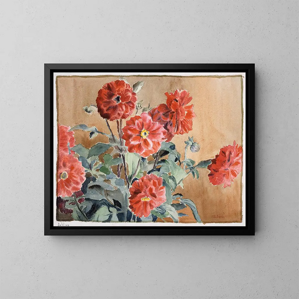 Dahlia's - Hannah Borger Overbeck — ingelijst kunstwerk aan de muur