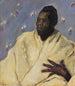 Afrikaanse schilderij in witte jurk - Hans Sprung — weergave van het kunstwerk