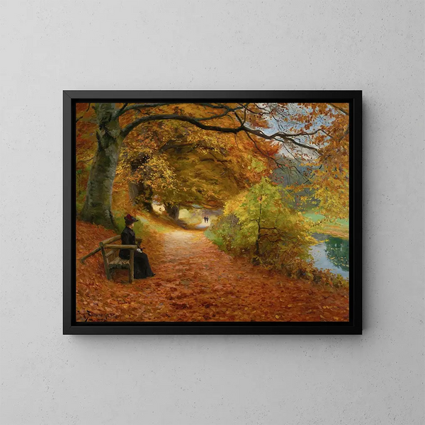 Sentier boisé en automne - Hans Andersen Brendekilde — ingelijst kunstwerk aan de muur