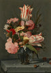 Fleurs dans un vase en verre sur un rebord - Hans Bollongier — weergave van het kunstwerk