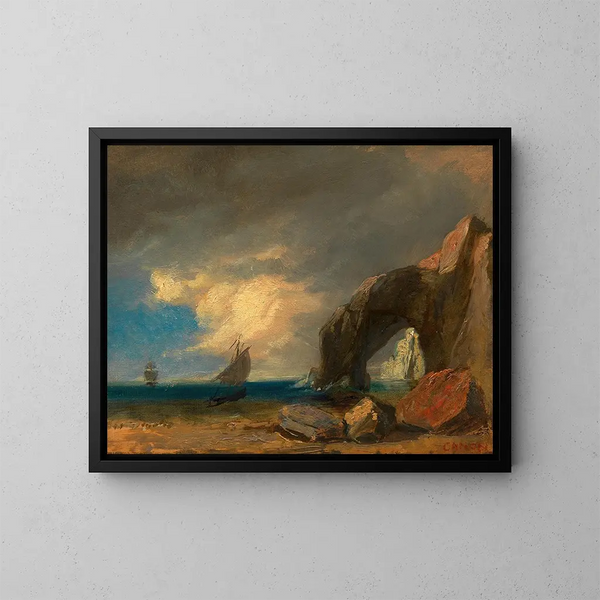 Studie van de zee met vissersboten - Hans Canon — ingelijst kunstwerk aan de muur