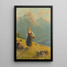 Young girl near a fjord - Hans Dahl — framed artwork on a wall
