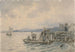 van vissers op de kade in de fjord van Kristiania - Hans Gude — weergave van het kunstwerk