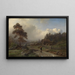 Landschapschilderij van Noors landschap onder de regen - Hans Gude — ingelijst kunstwerk aan de muur