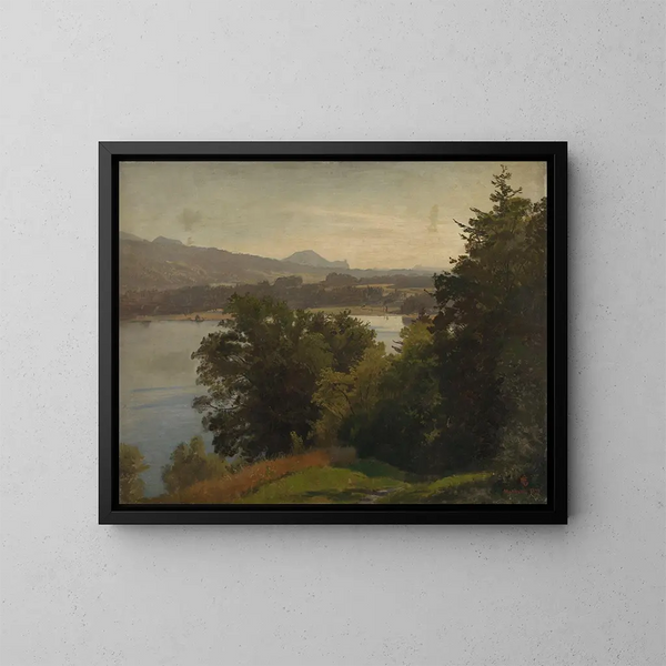 Uitzicht op de Mondsee - Hans Gude — ingelijst kunstwerk aan de muur