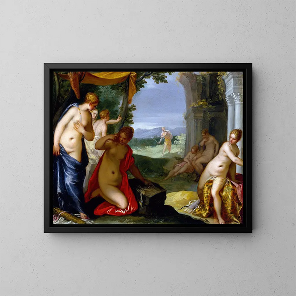Diane en Actéon - Hans Rottenhammer — ingelijst kunstwerk aan de muur
