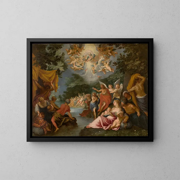 Het Doopsel van Christus - Hans Rottenhammer — ingelijst kunstwerk aan de muur