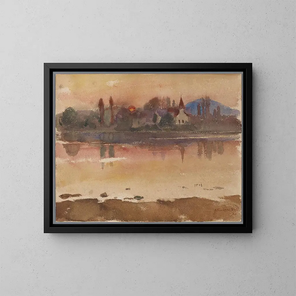 Zonsondergang - Hans Sandreuter — ingelijst kunstwerk aan de muur