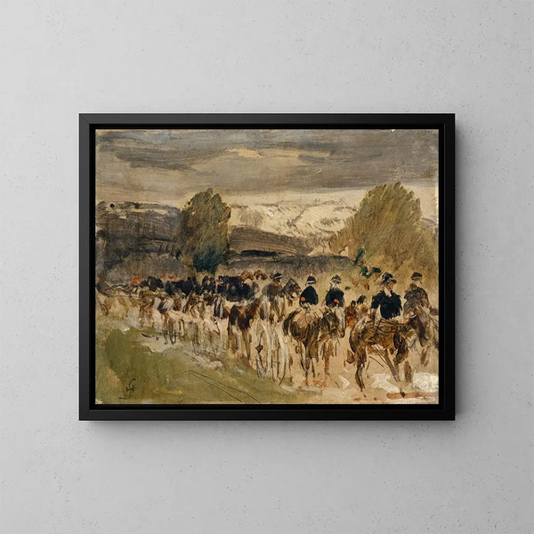 L'Artillerie de Neuchâtel en marche de Thun à Fribourg - Hans Sandreuter — ingelijst kunstwerk aan de muur