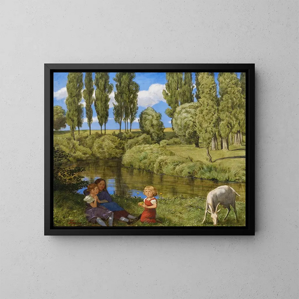 Aan de rand van de stille beek - Hans Thoma — ingelijst kunstwerk aan de muur