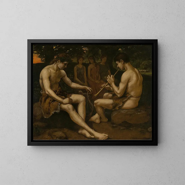 Apollon en Marsyas - Hans Thoma — ingelijst kunstwerk aan de muur