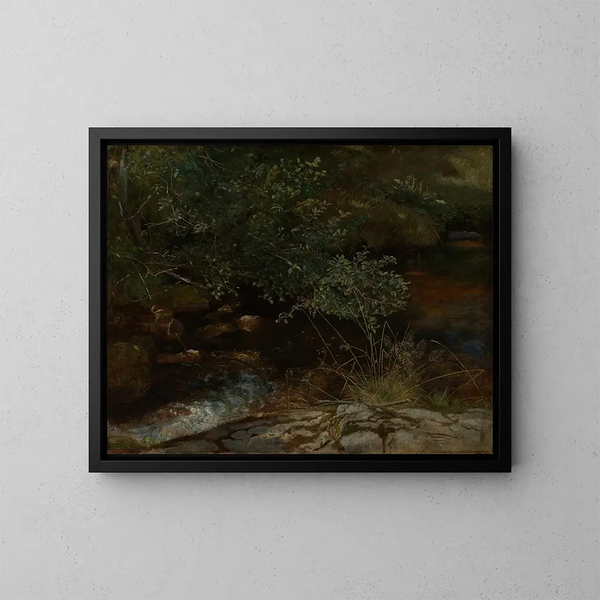 Bord de Bach met bomen en gras - Hans Thoma — ingelijst kunstwerk aan de muur