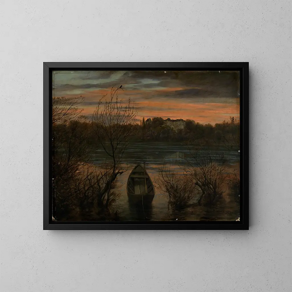 Eenzame boot - Hans Thoma — ingelijst kunstwerk aan de muur
