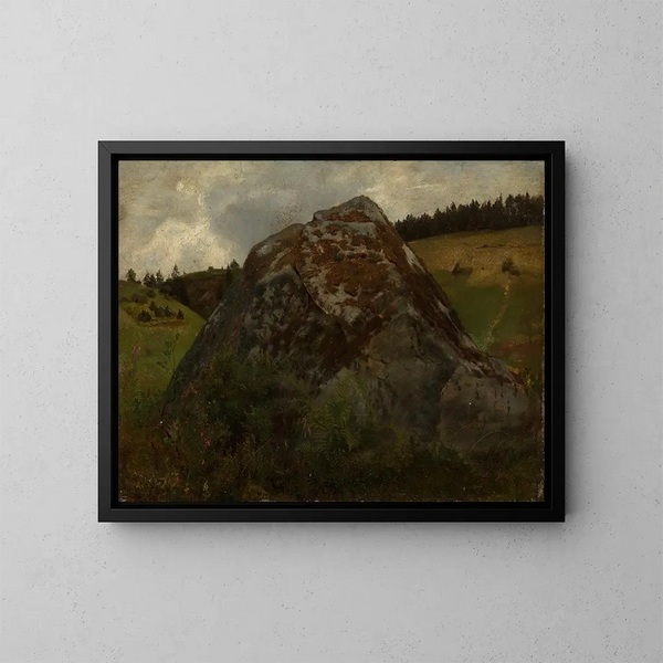 van een stenen blok in een weidevallei - Hans Thoma — ingelijst kunstwerk aan de muur