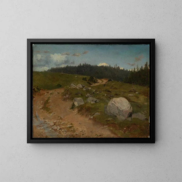 Roekelige weg langs het bos - Hans Thoma — ingelijst kunstwerk aan de muur